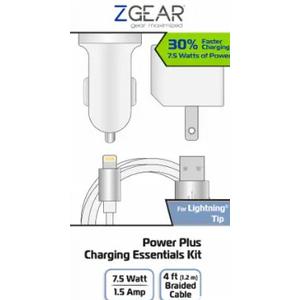 ZGear Power Plus Charging Essentials 3 Pc Kit 7.5Watt 4Ft