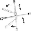 Hedume 2 Pack 14 Inches Universal Folding Lug Wrench, 4-Way Foldable Cross Wrench, Sliding Lug Wrench