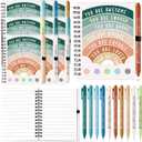 Janlaugh 20 Pcs Mental Health Gifts for Women Men Self Care Items Bulk Include 10 Mental Health Notebooks with Sticky Note 10 Positive Pens Affirmation Journals Wellness Gifts for Coworker Student