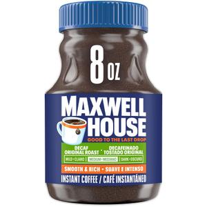 Maxwell House Original Roast Decaffeinated Instant Coffee, 8 oz Jar (8 Ounce (Pack of 1)) BB 8 May 2026