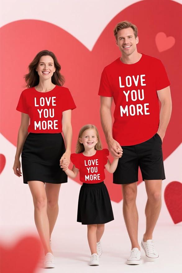 NEWKA Family Valentines Shirts Couples Matching Valentine T-Shirt Love You More Mommy and Me Tee Tops