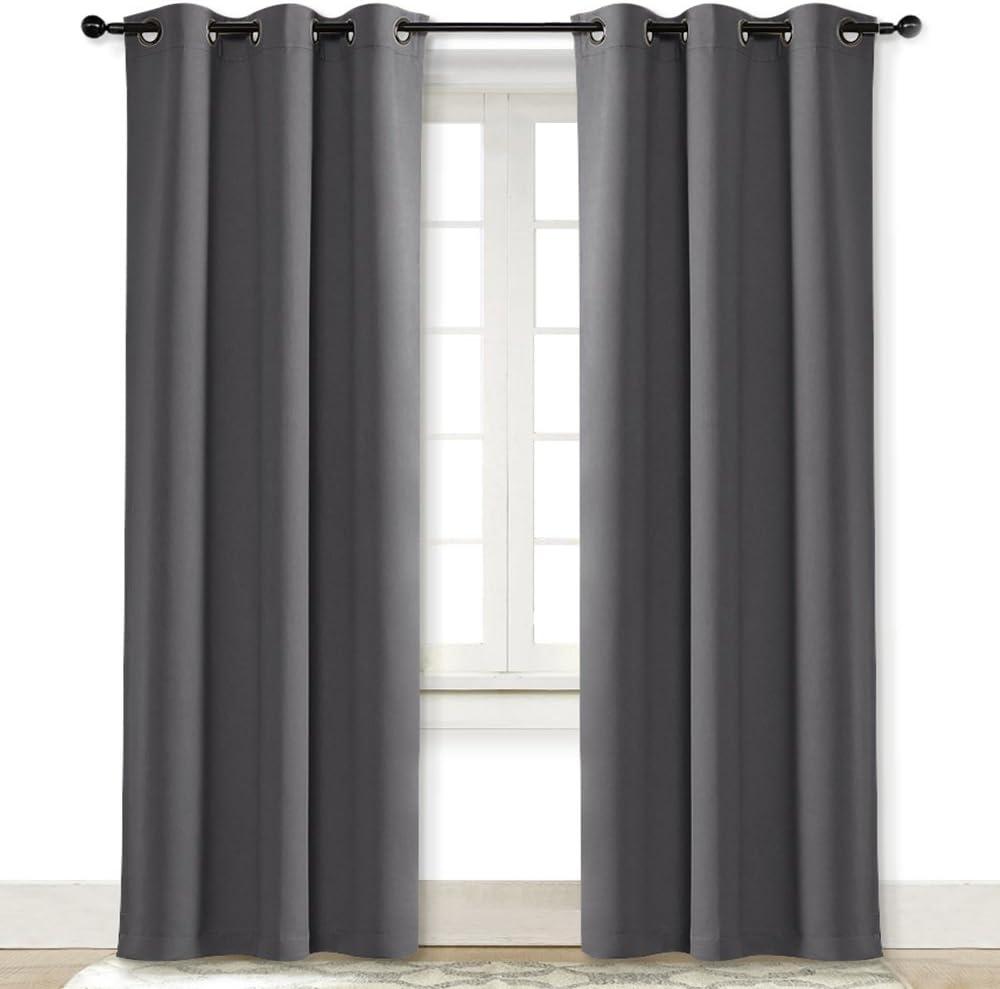 NICETOWN Gray Curtain Blackout Drape Panel 3 Pass Microfiber Noise Reducing Thermal Insulated Window Drapery with Grommet (Single Panel, 42 x 84 inch, Grey)