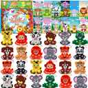 Kiss Monkey Valentines Day Gifts for Kids, 24 PACK Valentines Cards for Kids Classroom with Animals Pop Fidget Toys, Valentines Party Favors, Valentines for Class Boys Girls