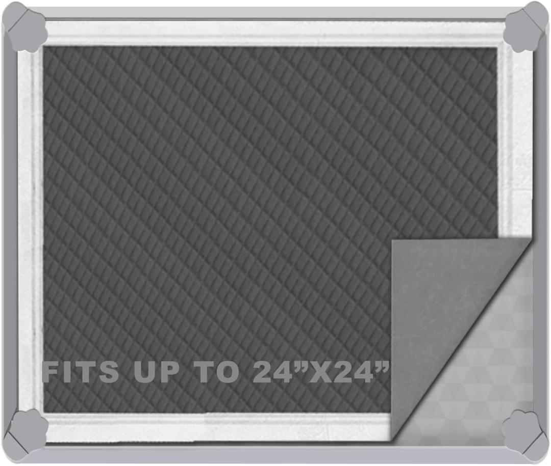 ELEGX Pee Pads Tray Silicone Dog Bedpan Tray, High Edge Puppy Pad Holder Tray for Easy to Clean and Spill Free Dog Bedpan Training Pad Tray with Fixing Buckle (24 INCH x 24 INCH)