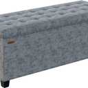 ABHENG Chenille Storage Ottoman Bench with Legs, 43.5W x 15.7D x 15.7H,Metal Frame end of Bed Bench Hold up to 770 LB,Large Storage Chest,Gray UASND621G