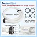2 Pack 1 1/2 Pool Hose for Above Ground Pool 6ft Pump Replacement Hoses 1.5" EVA Heavy Duty Swimming Pool Hose for Above Ground, Filter Pumps, Saltwater Systems and Sand Filters (White)