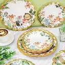 2 x 50Pcs Woodland Animal Paper Plate Forest Animals Disposable Plates 9 & 7 Inch Baby Shower Scalloped Dinner Dessert Plates for Birthday Supplies