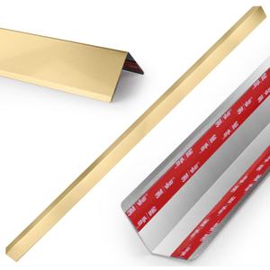 Stainless Steel Wall Corner Guards, 2 x 2 x 48 inches (Golden 10 Pcs Pack). Made of 304 Steel, These 90-Degree Angle Metal Corner Protectors are Designed for Wall Protection and Decoration