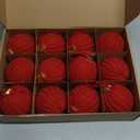 12 Pack Crochet Christmas Ball Ornaments Christmas Knitted Tree decorr - Earthy Tones & Festive Colors for Xmas Tree Decorating (Red, 3.15inch)