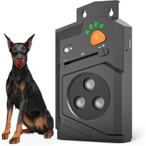 Automatic Anti Barking Device for Dogs, Ultrasonic Dog Bark Deterrent with 3 Emitters, 50Ft Range, No Shock Barking Silencer, IP66 Waterproof for Outdoor & Indoor