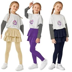Resinta 3 Pack Girls School Uniform Pants Girls Leggings with Skirt Winter Warm Leggings (Size: 5-6 Years)