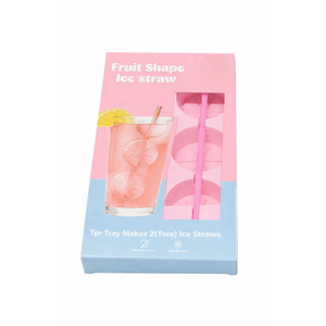Fruit Shape Ice Straw, Pink , Pack of 3