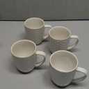 LE TAUCI Coffee Mugs 12 oz (10 oz Practical), Ceramic Mug Set Set of 4, 3.4" Compact Embossment Cups for Espresso, Latte, Tea, Cocoa, Cappuccino & Mocha, Suit For Housewarming Wedding - Arctic White