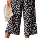 Lepunuo Women's Wide Leg Capri Pants High Waisted Palazzo Pants Adjustable Casual Tie Knot Pants with Pockets