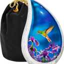 Trupoint Memorials Cremation Urns for Human Ashes Adult Female, Decorative Burial Urn for Men & Women  Large, Blue Hummingbird Teardrop