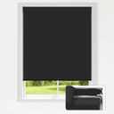 LazBlinds No Drill Blinds for Indoor Windows, Blackout Roller Shades, Cordless Window Blackout Blinds, Thermal Insulated Fabric UV Protection for Home and Office, 33" W x 48" H, Black