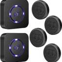 EverNary Dog Door Bell Wireless Doggie Doorbells for Potty Training with Waterproof Touch Button Dog Bells Included 2 Receivers and 4 Transmitters, Black