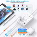 Flat Plug Power Strip Surge Protector, 5ft Ultra Thin Extension Cord with 4 USB Wall Charger(2 USB C Port), 6 Widely-Spaced Outlets Power Strip Compact for Travel, Office, Dorm Room Essentials (White)
