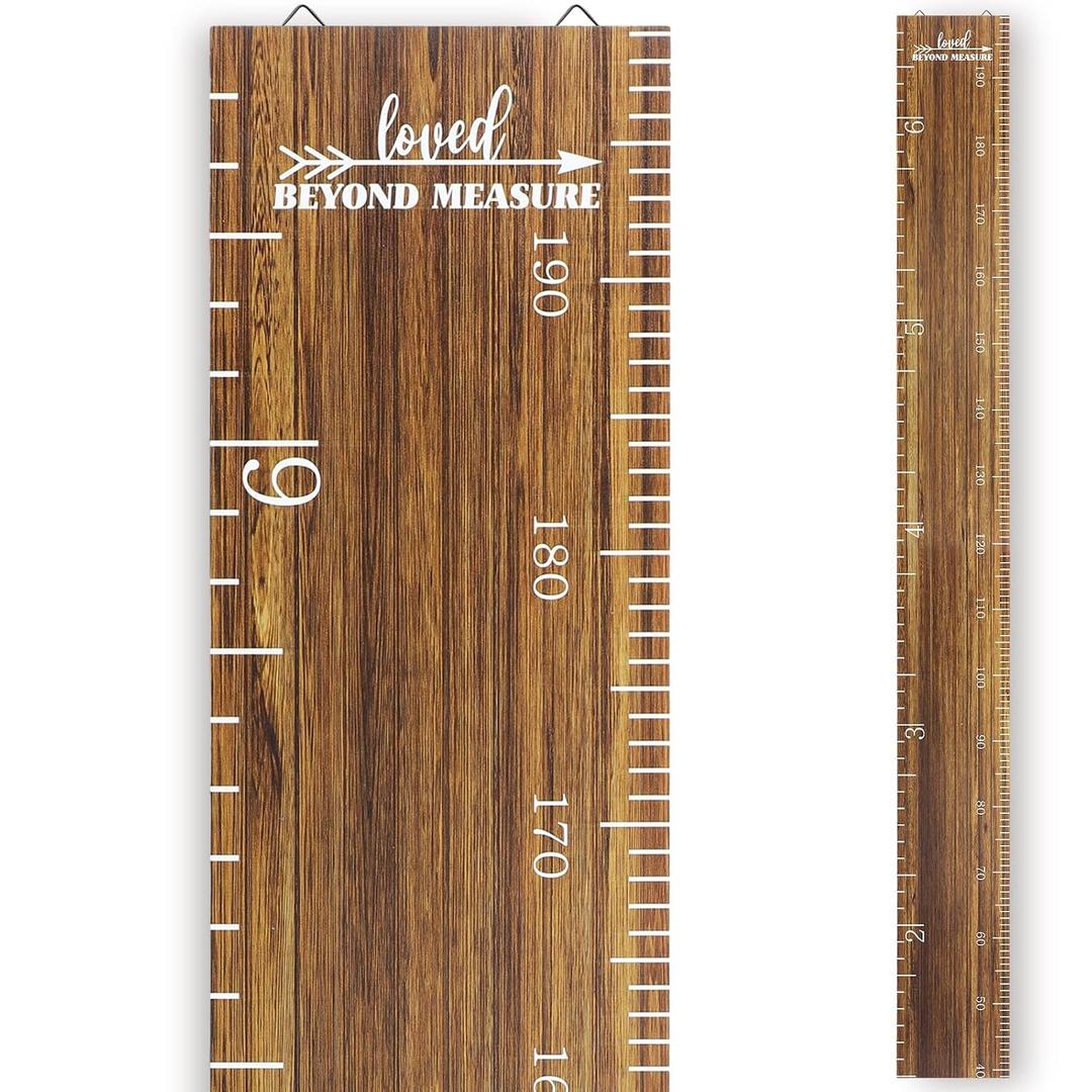 Eersida Growth Chart for Wall Kids Height Growth Chart Wooden Ruler Nursery Wall Decor Boys Girls Height Measurement Loved Beyond Measure for Room Hanging Decor(Novel Style)
