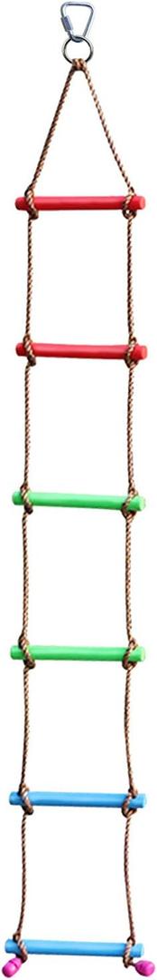 Rainbow Craft 6.6FT Climbing Rope Ninja Ladder for Kids - Kids Ninja Warrior Obstacle Course Accessories - Swing Rope Ladder