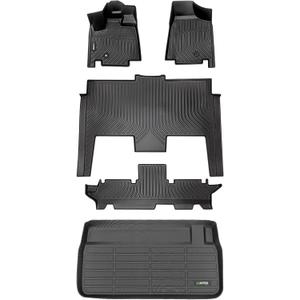 HAFIDI Floor Mats & Cargo Liner Set Fit for 2021-2011 Dodge Grand Caravan 7 Seat All Weather Protection TPE Anti-Slip Automotive Full Set Floor Liners Custom Accessories - Black