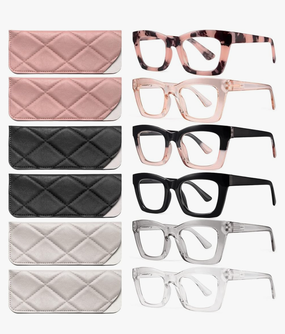 CCVOO 6 Pack Oprah Reading Glasses for Women, Eyeglasses, Blue Light Readers for Women, Computer Eye Glasses, Cheaters +5.0