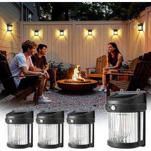Solar Fence Lights, 4 Pack Solar Motion Fence Deck Lights Outdoor, 3 Modes for Step Wall Step Shed Patio Front Door Garage (6x3.6x2.2 inch)