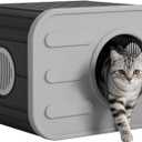 Outdoor Cat House Weatherproof with Camera-Shaped Design, Sturdy Resin Outside Cat Shelter for Patio, Insulated Cat House for Outdoor Cats