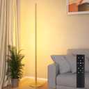 Marlrin Minimalist Corner Floor Lamp 2700K-6500K Dimmable with Remote Control 57.8" Height Metal Slim Ambient Standing LED Light Modern Design Decorative Lamp for Living Room Bedroom (Gold)