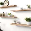 YYWUOJJ Wood Floating Shelves for Wall Decor, Rustic Wall Shelves for Bedroom Bathroom Kitchen Living Room, Set of 4 Light Walnut 24 Inch