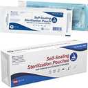 Dynarex Sterilization Pouches - Self-Sealing Autoclave Bags for Medical, Dental, Tattoo & Nail Care Tools - Blue-Tinted Transparent Cover, Dual Color Indicators - 3.5" x 9", 1 Box of 200