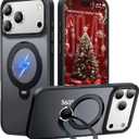 360 Spin Magnetic Stand for iPhone 17 Pro Max Case, Fit for MagSafe, Mil-STD Protective Case for iPhone 17 Pro Max Phone Case with Kickstand Rotatable 6.9 inch, Black