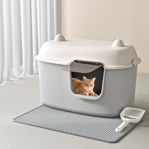 Oneluck Extra Large Cat Litter Box, 27.5inches Jumbo Litter Box for Big Cats and Mulit-cat,High Sided Litter Pan withs Lid and Scoop Leak-Proof & Anti-Splashing, Easy Clean