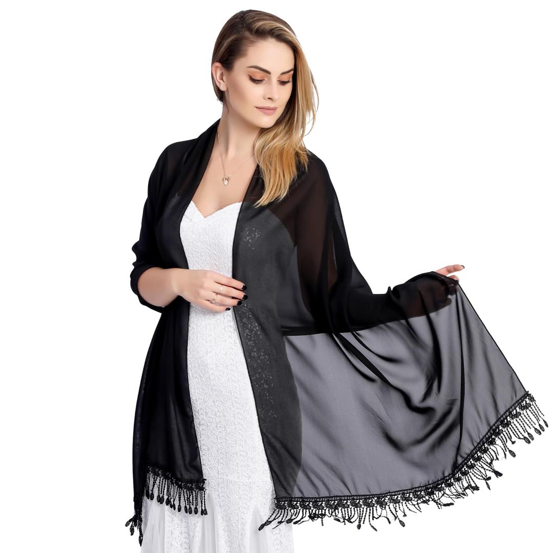 halenmou Chiffon Shawl Wraps for Women Shawls and Wraps for Evening Dresses Formal Dressy Wedding Sheer Scarf Lightweight