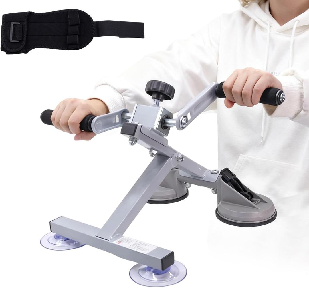 Arm Bike for Physical Therapy Table Top, 3 Training Modes Hand Bike Exerciser, Adjustable Resistance, Strong Suction Base, Portable Upper-Body Pedal Trainer for Seniors(with A Finger Rehab Gloves)