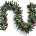 Jealoeur Christmas Garland with Lights, Battery Powered 8 Lighting Modes, 9FT 50 LED Luminous Christmas Decorations Indoor Home Decor.