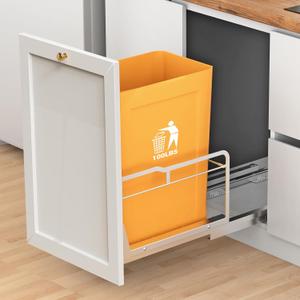 40QT Under Cabinet Pull Out Trash Can Slide Out Kit, Fits MIN Cabinet Opening 13" W x 18" D - Soft Close, Heavy Duty (Trash Can NOT Included) (Single)