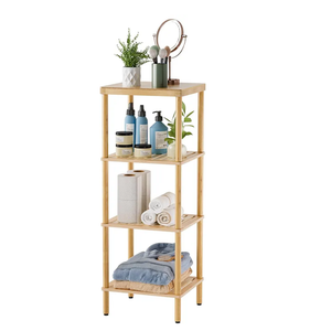 AmazerBath Bamboo Bathroom Shelf, 4-Tier Bathroom Storage Shelf, Multifunctional Storage Rack for Living Room Bedroom Kitchen, Space Saver