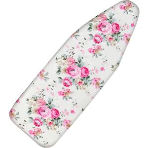 Ironing Board Cover with Two 5MM Thick Feltpads,12"x36"Heat Resistant Replacement Ironing Board Cover and Pad,Fits Standard Ironing Boards,Durability and Easy to Install (12x36in-pink Flower)