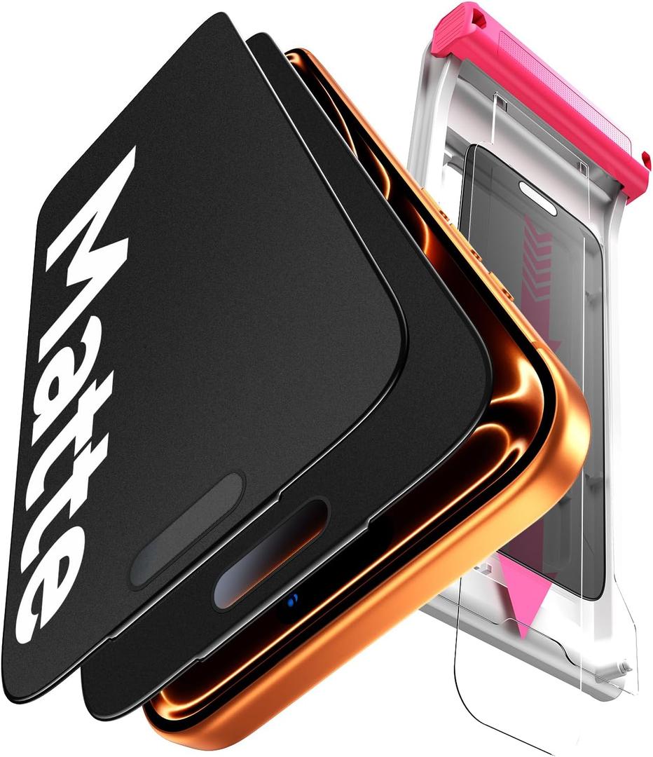 Hoerrye Matte Privacy Screen Protector for iPhone 17 Pro Max - [Anti-Glare & Anti-Fingerprint] [24 Anti Spy] [Smooth as Silk] 9H+ Tempered Glass With Auto Fit Box Zero Bubble,2 Pack