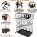 Homey Pet 50 Inch Cat Cages Indoor, Large 4-Tier Cat Crates for Indoor Cats, Collapsible Metal Wire Cat Kennel Big Multi-Level Cat Cage for Adult Cats Kitten Kitty with Hammock, Ramp, 360 Wheels