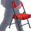 Mini Padded Folding Chairs, Garage Stool, Portable Camping Chair with Cushion, Lightweight Lawn Chair, for Outdoor Sports Events, Patio, Fishing, Hiking, Hunting, Picnic, Beach, Red