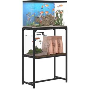 Mondazie 20 Gallon Fish Tank Stand, Upgraded Height Aquarium Stand Table with 2 Tiers Storage Shelf, Metal Reptile Breeder Turtle Terrarium Stand Rack for Home Office, 24" L x 12" W x 32.2" H, Black