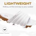 GPOS Womens Slides with Memory Foam Soft Cushioned Cozy House Slippers for Woman Comfy Open Toe Ladies Sandals Leather Slip on Bedroom Shoes Plantar Fasciitis Indoor Outdoor (White)