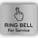 Metallic Silver 'Ring Bell For Service' Sign with Bell Icon - Aluminium Self-Adhesive Peel and Stick Hospitality Signage for Hotels and Restaurants - Easy Install Customer Service Reception Desk Sign