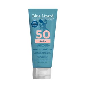 BLUE LIZARD Baby Mineral Sunscreen with Zinc Oxide, SPF 50+, Water Resistant, UVA/UVB Protection with Smart Cap Technology - Fragrance Free, 3 Ounce Tube (3 Fl Oz (Pack of 1))