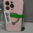 Compatible with iPhone 15 Pro Max Case 6.7'' with 360 Spin Magnetic Ring Stand[Compatible with Mag-Safe] Soft Liquid Silicone 15 Pro Max Case for Men Women,Pink