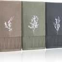 FuWeave 3 Pcs Boho Botanical Hand Towels Bathroom Decor Retro Embroidered Minimalist Nature Floral Boho Decorative Towels for Bathroom Kitchen Decor, 100% Cotton, 13.3 x 29.5''