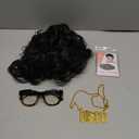 Bettecos 70s Disco Wigs for Men - Brown Curly 80s Mullet Wig for Halloween Costume Party Male Afro Funny Wigs with Glasses Necklace and Mustache (Black)