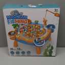 Magnetic Fishing Game Set - 21 Fish and 6 Poles, Rotating Toddler Board Games with Music Switch, Fine Motor Skills Fishing Toys for Kids and Toddlers 3 4 5 6 7 8 and Up (Blue)